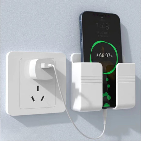 ซ็อกเก็ตติดผนังแบบทนทานพร้อมกาว ที่วางที่ชาร์จโทรศัพท์มือถือ ที่วางรีโมทคอนโทรล ที่วางบนชั้นวาง ที่วางรีโมทคอนโทรล