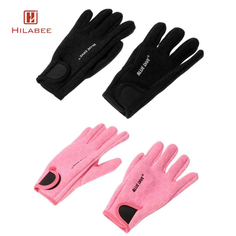 HILABEE 1 คู่ 1.5 มม. Neoprene Five Finger Wetsuits ถุงมือดําน้ํา - Anti-scratch Anti-slip สบาย