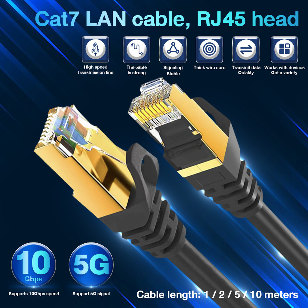 Cat8 Lan Cable RJ45 Cable Network Cable Gigabit Ethernet Cable คอมพิวเตอร์ High Speed Kabel