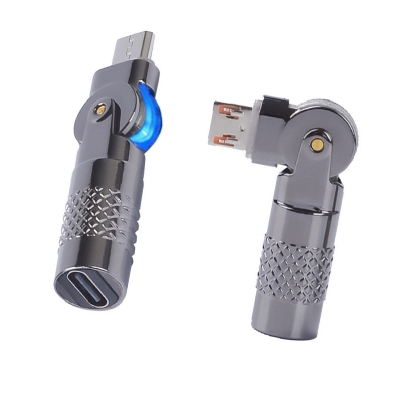 BTM อะแดปเตอร์มุมขวา Type C เป็น USB 90 องศาสําหรับการถ่ายโอนข้อมูลการชาร์จอย่างรวดเร็ว 60W