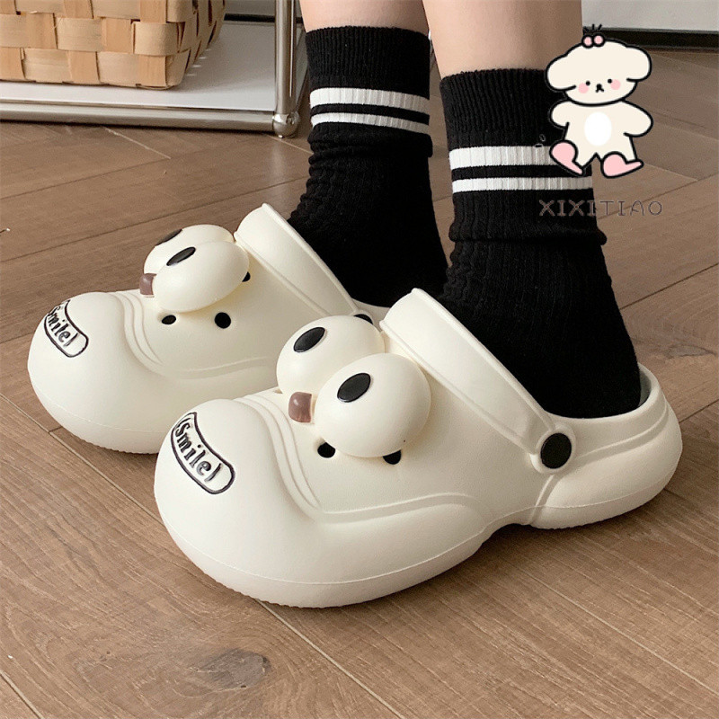 Xixitiao รองเท้าหัวโต น่าสนใจ รองเท้าแตะ ตาโต  รองเท้า  แบบสวม   ผู้ชาย  สตรีเ   น่ารัก  การ์ตูน  สาว   ลําลอง