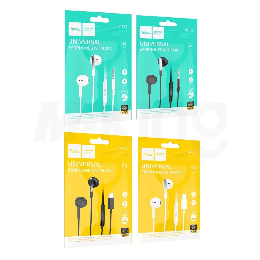หูฟัง HOCO M123 หูฟังมีสาย Jack3.5mm Universal เสียงคมชัด พร้อมไมโครโฟน