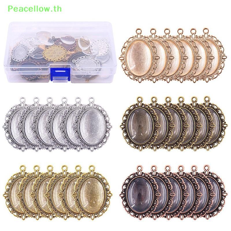 Peacellow 60 ชิ้น 5 สีรอบจี้ถาดแก้ว Cabochon Crafting DIY เครื่องประดับทํา TH