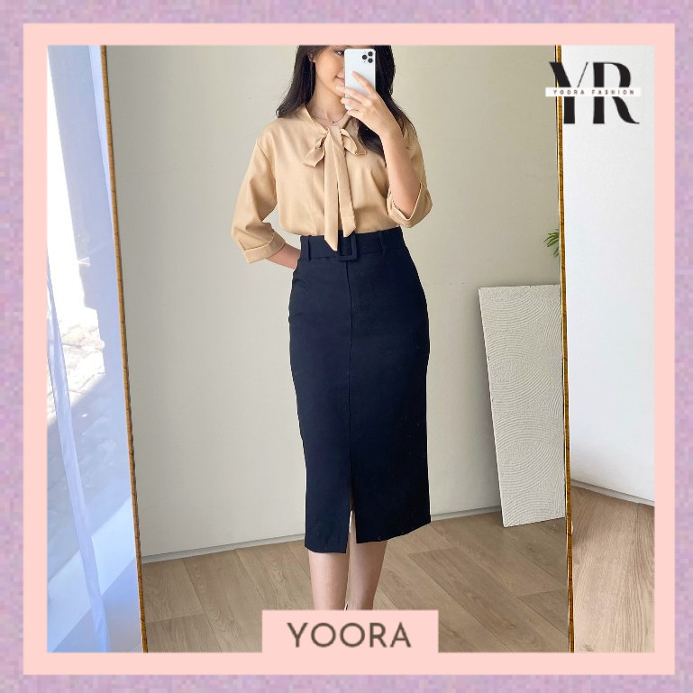 Yoora กระโปรงสปาทํางานสํานักงานสตรีสไตล์เกาหลีแฟชั่น bkk7855