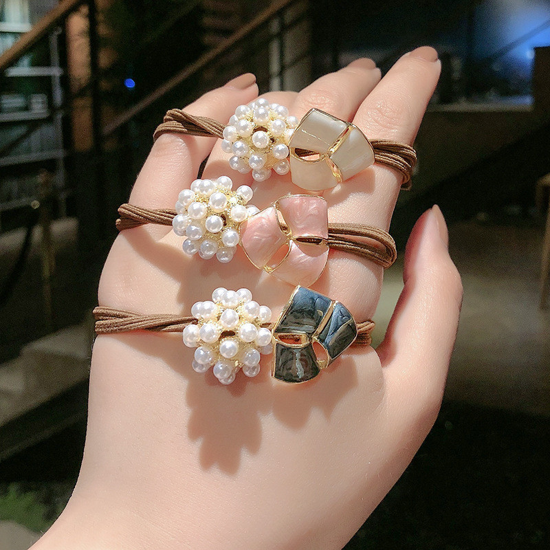 หนังยางมัดผม เครื่องประดับผมแนวใหม่สไตล์เกาหลี มุก พร้อมส่ง
