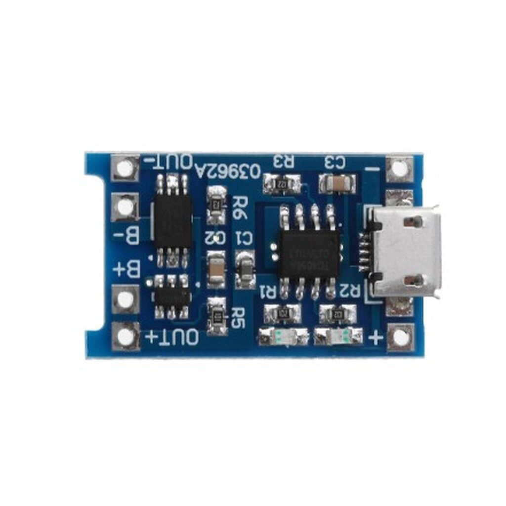 โมดูลชาร์จแบตเตอรี่ลิเธียม18650 3.7V พร้อมวงจรป้องกัน TP4056 แบบmicro-usb (Lithium battery charger M