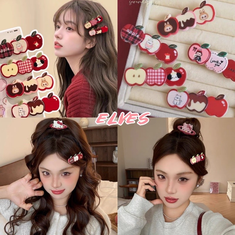 Elves พร้อม  สับติดผมแอปเปิลการ์ตุนน่ารักสาหรับผู้หญิงฤดูใบไม้ร่วง “VO-6”