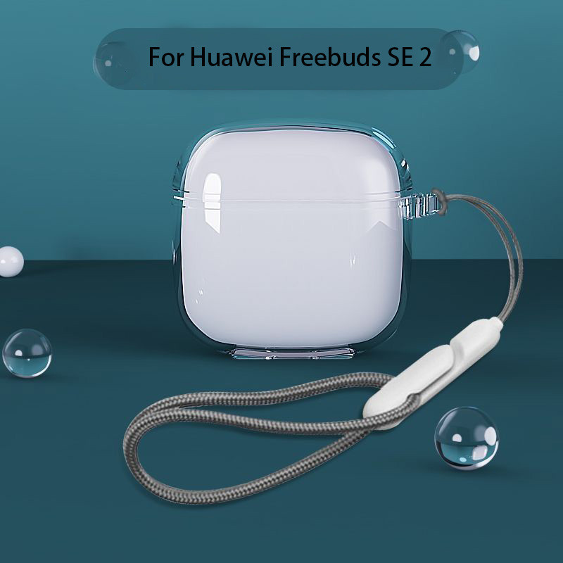 สําหรับ Huawei Freebuds SE2 SE3 หูฟังสีทึบสายโปร่งใส Lanyard Drop-Resistant หนากรณีนุ่ม