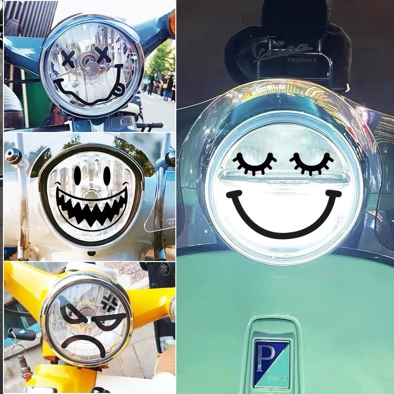 สติ๊กเกอร์หน้ายิ้มแต่งไฟหน้ารถ Piaggio Vespa Sprint GTS 300/Wave 100/Gpx Demon 150/Gr G310gs/Gpx 200/S1000rr/Fino/Pcx thumbnail 3
