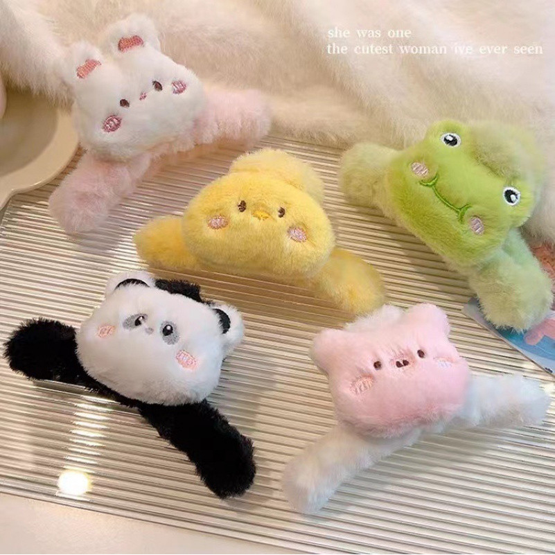 น่ารักกระต่ายตุ๊กตาคว้าคลิปด้านหลังหัวแผ่นคลิปผมคลิปฉลามขนาดใหญ่การ์ตูนสัตว์อุปกรณ์ผม