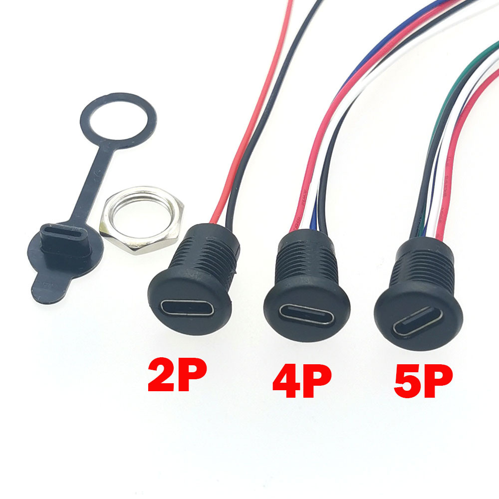 1-2PCSUSB Type C Connector Type-C กันน้ําพร้อมแผ่นล็อคอ่อนนุชหญิง TPC กันน้ํา High Current Fast ชาร์จพอร์ตแจ็ค