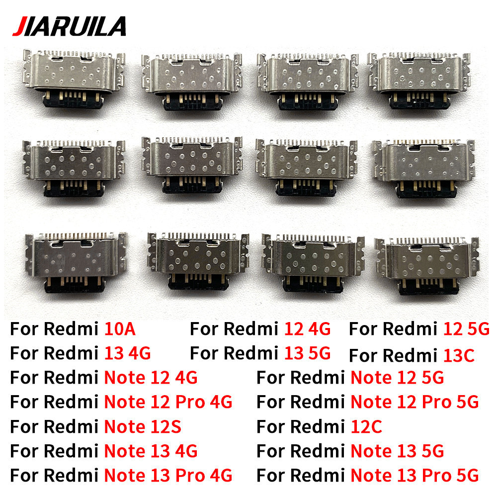 10 ชิ้น USB แท่นชาร์จพอร์ตสําหรับ Xiaomi Redmi 10A 12 12C 13 13C หมายเหตุ 13 12 Pro Plus 5G Charger Connector Plug