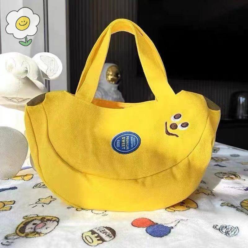 Maoyting กระเป๋าถือผ้าใบ น่ารัก ตลก ลายกล้วย ขนาดใหญ่ พกพาสะดวก สําหรับแม่และเด็ก เหมาะเป็นของขวัญ maoying