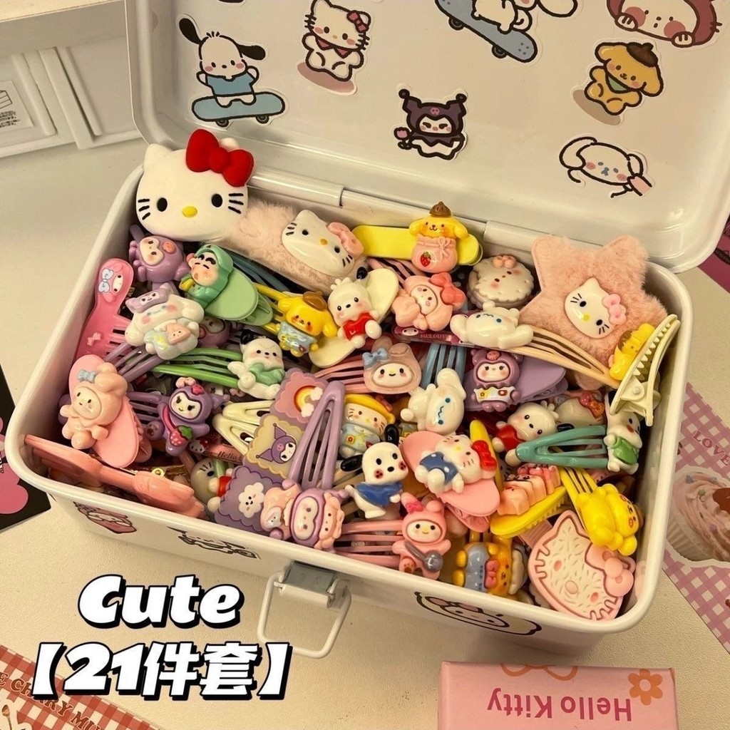 21ชิ้น/เซ็ตแมวน่ารักกิ๊บและบางคลิปชุดของขวัญหวานสาวน่ารักเรียบกิ๊บเครื่องประดับแฟชั่น