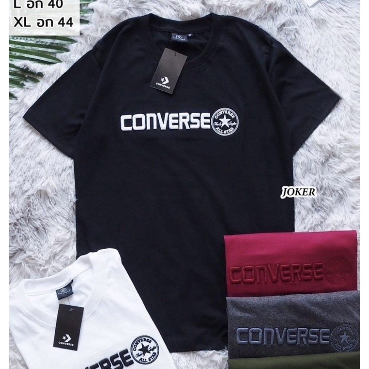 เสื้อยืดแฟชั่นผ้าฝ้ายแท้นุ่มสบายลายพิมพ์ลาย "CONVERSE" ผ้าฝ้ายแท้คอกลมชุดการแสดงวง Unisex