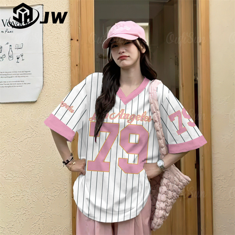 2025 เสื้อยืดแขนสั้นผู้หญิงแฟชั่นใหม่ ใส่สบาย หลากหลาย ระบายอากาศได้ เบอร์ 23 พิมพ์ลาย เสื้อหลวมสบาย