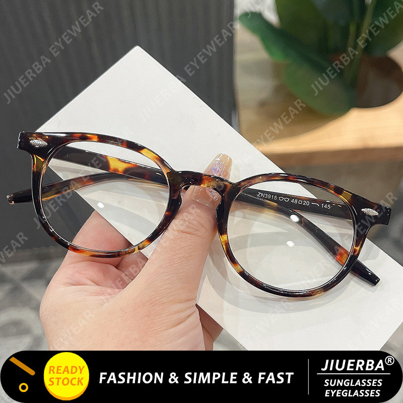 (JIUERBA) ญี่ปุ่นย้อนยุคแว่นตากรอบกลมผู้หญิงเต่าป้องกันแสงสีฟ้าแนวโน้มแว่นตาผู้ชาย