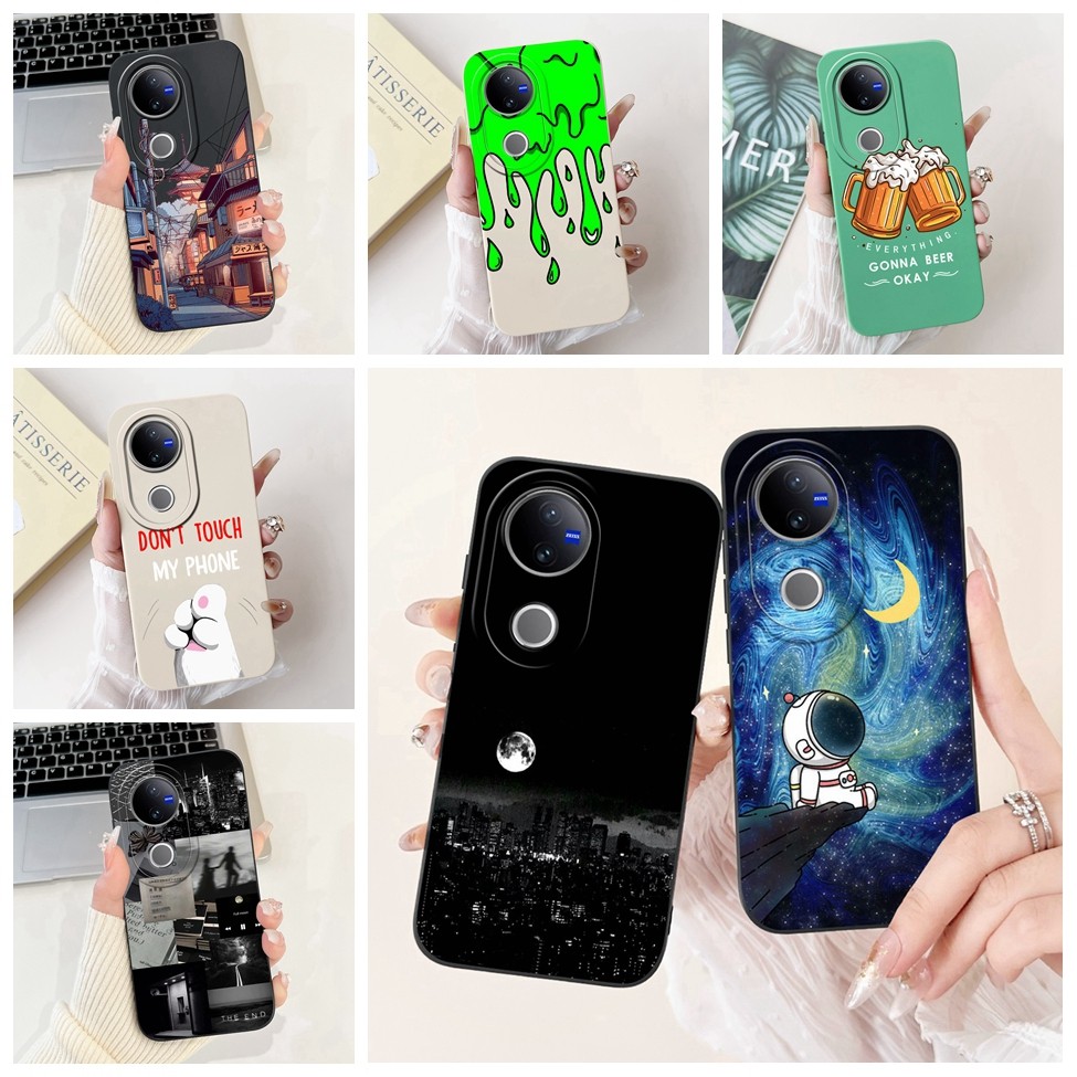 Vivo V50 V2427 เคสโทรศัพท์ Vivo V50 เคสกันกระแทกหรูหราแมวน่ารักแพนด้ากระต่ายแฟชั่นดอกไม้รัก