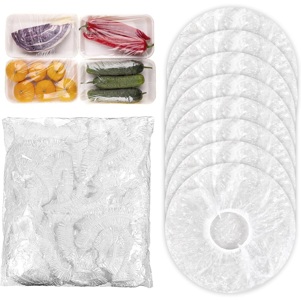 50/100pcs ฝาครอบอาหารทิ้งพลาสติกยืดหยุ่นห่อเกรดอาหารฝาปิดรองเท้าหมวกอาบน้ําหมวกชามหมวกอาหาร Fresh Saver กระเป๋าฝุ่น