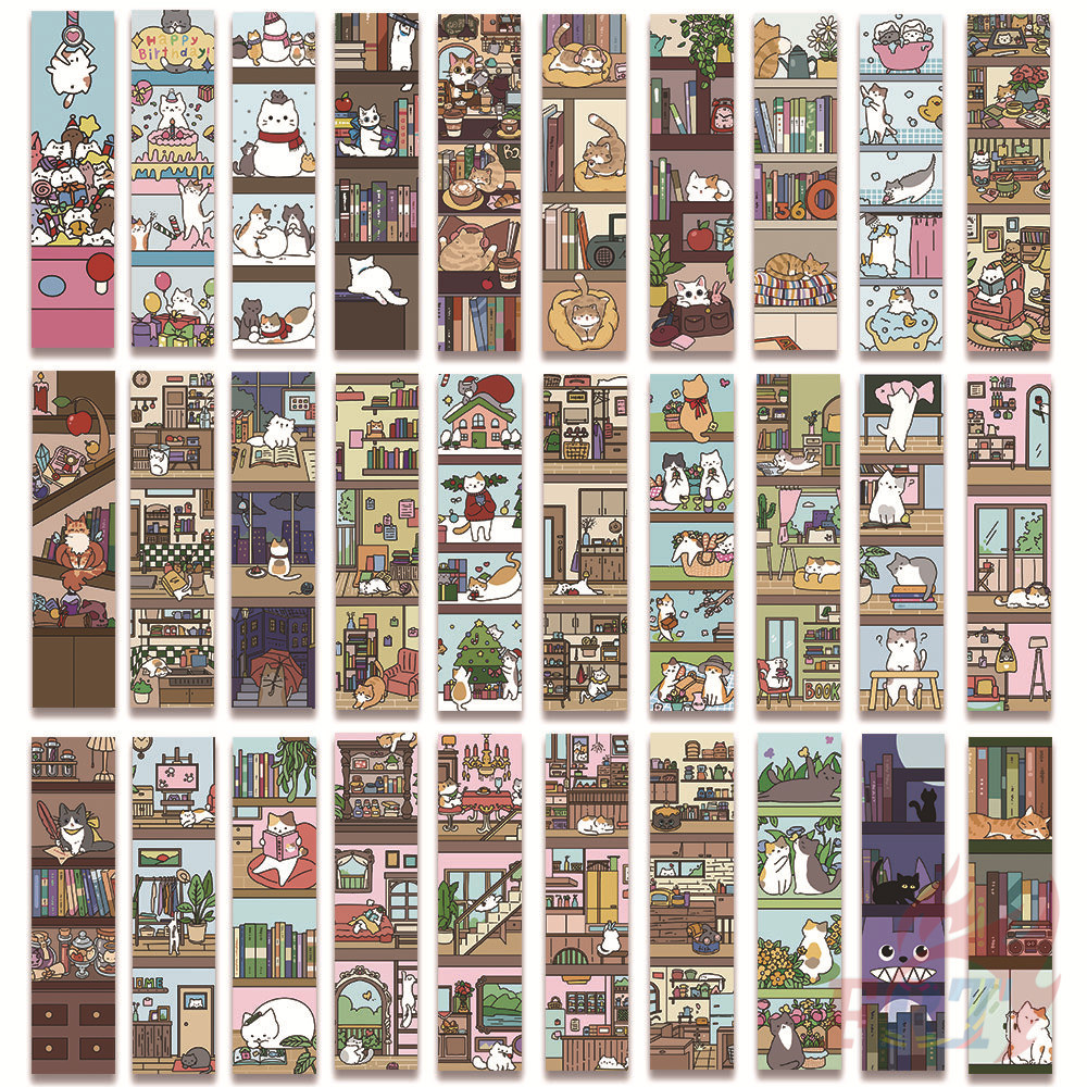 30 ชิ้น/เซ็ต ※ ที่คั่นหนังสือชีวิตตลกของแมว ※ หนังสือแฟชั่นเครื่องหมายหน้าเครื่องเขียนอุปกรณ์สํานักงานโรงเรียน