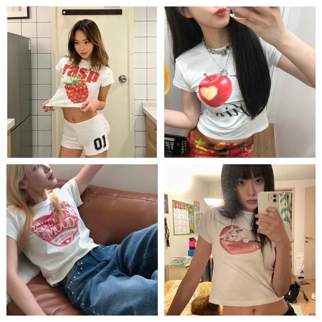 ( จัดส่ง 24 ชั่วโมง )Mise STUDIO สไตล์เสื้อยืดที่เข้ากันกับการออกแบบใหม่ ins สาวร้อนสวมใส่และดูผอม