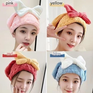 [COD] ผมแห้งหมวกผู้หญิงหนา Super Absorbent Coral Velvet Bow หมวกผมแห้ง Quick-Drying Hair-Free Hair-Drying ผ้าขนหนูโบว์ใหม่น่ารัก Headscarf หมวกอาบน้ําปกป้องผม