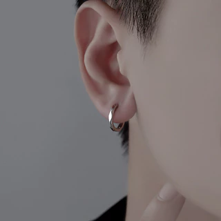 เพชร Faceted ต่างหูผู้ชายผู้หญิงสไตล์ใหม่ All-Match High-End เงินเครื่องประดับหู