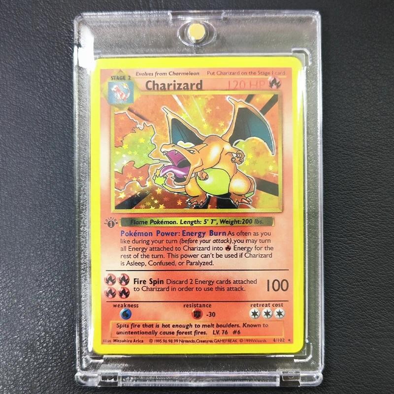 DIY Pokemon คอลเลกชันการ์ดการ์ดอิฐ 1996 1st Edition แฟลชการ์ด Charizard Blastoise PTCG เกมอะนิเมะ Shining