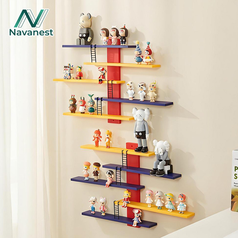 Navanest ชั้นเก็บของโมเดล วางรวมกันได้ ดีไซน์สร้างสรรค์ ติดผนังได้ อุปกรณ์จัดระเบียบฟิกเกอร์