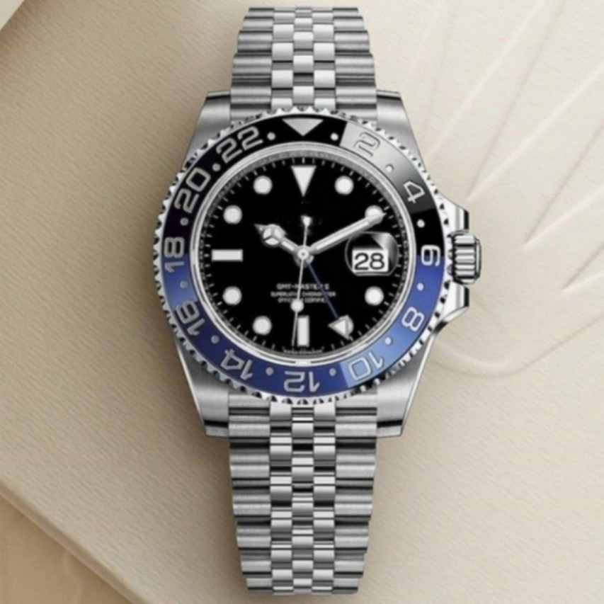 แฟชั่นผู้ชายนาฬิกา Greenwich II Oyster Perpetual สแตนเลส Casual GMT นาฬิกาข้อมือควอตซ์