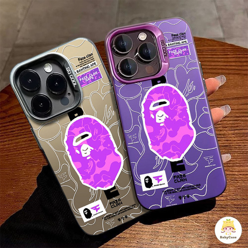 เคสซอฟท์กอริลลาสีม่วงแฟชั่นสุดเท่สำหรับ iPhone 11 15 13 14 12 Pro Max 7Plus XR 7 15 8 14 Plus X XS Max