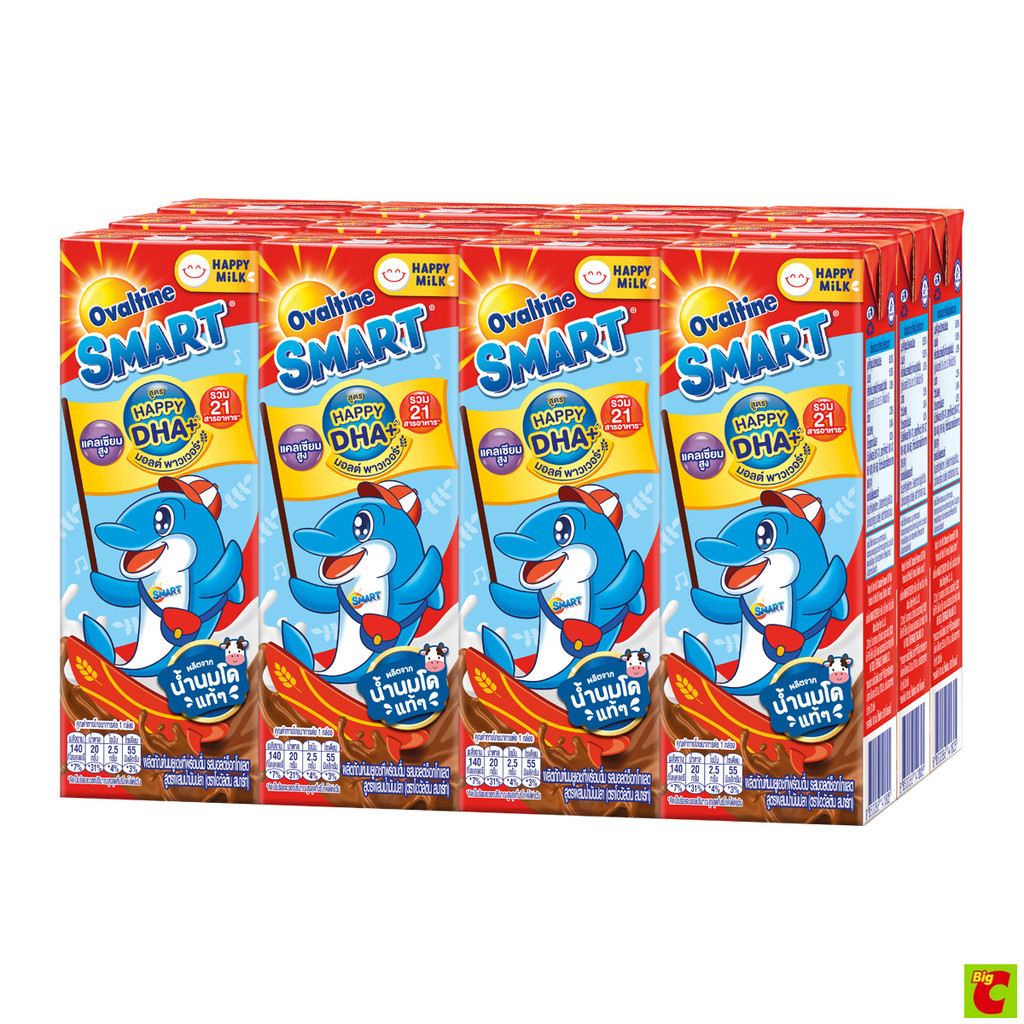 โอวัลติน สมาร์ท นมยูเอชที รสมอลต์ช็อกโกแลต สูตรผสมน้ำมันปลา 170 มล. แพ็ค 12