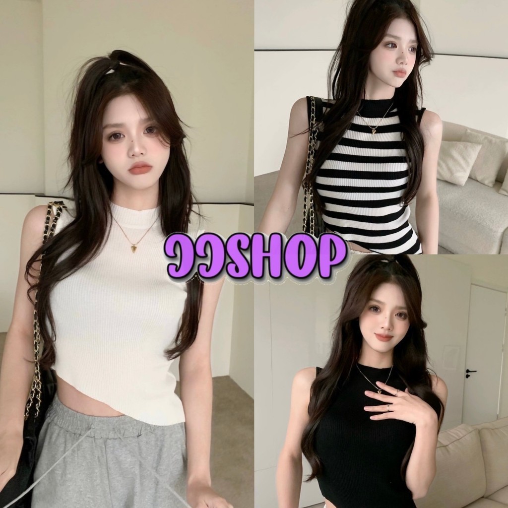JJ Shop​ ​พร้อมส่ง เสื้อกล้ามไหมพรม คอกลม ผ้าร่อง ยืดกำลังดี "Y7501"