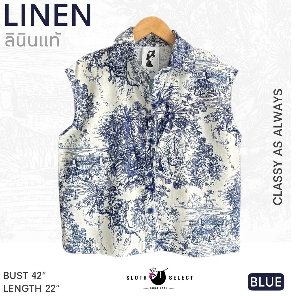 SLOTH SELECT เสื้อเชิ้ตลินินแท้ ลายผ้าคือ must have!! ลายคลาสสิค ใส่ได้บ่อย งานตัดเย็บดีมากค่ะ
