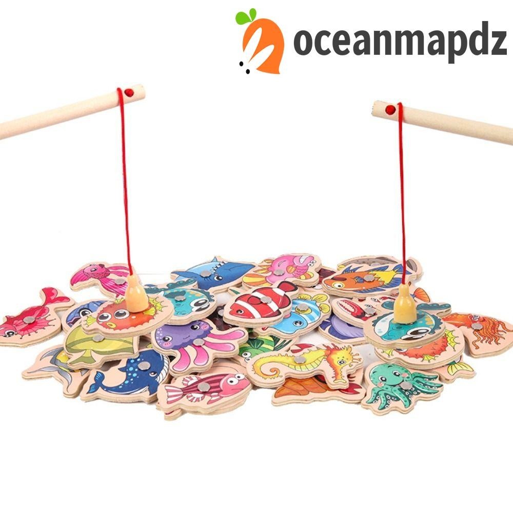 Oceanmapdz ของเล่นตกปลาแม่เหล็ก เกมตกปลาทะเล เกมตกปลาทะเล แบบโต้ตอบ คันเบ็ดตกปลาเด็ก การ์ตูนตลก ชีวิตทะเล เกมแม่ และเด็ก