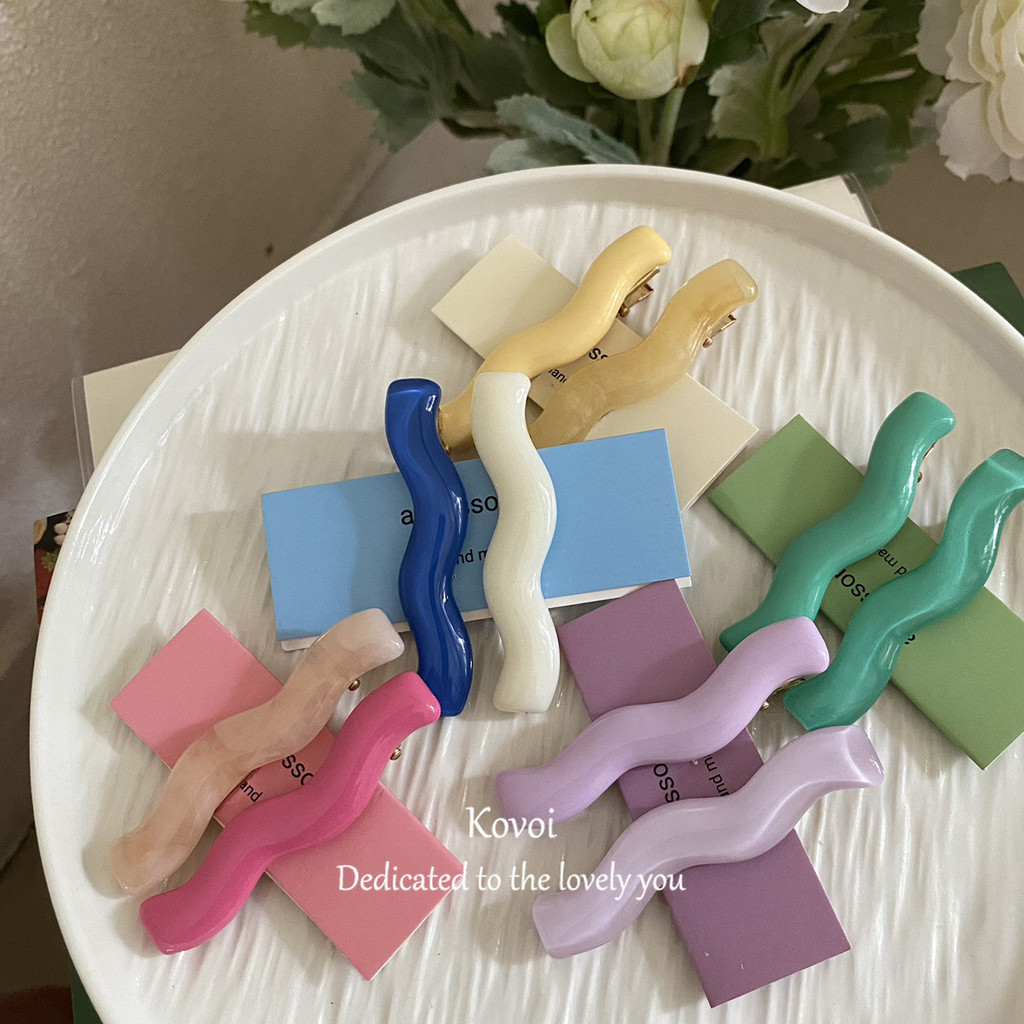 Kovoi กิ๊บติดผม อะคริลิค รูปคลื่น สีสันสดใส สไตล์เรโทร สําหรับผู้หญิง