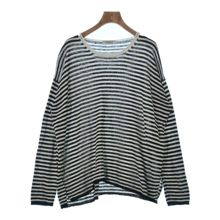 Max Mara Sweater Knit Beige Border Black Women Direct from Japan Secondhand