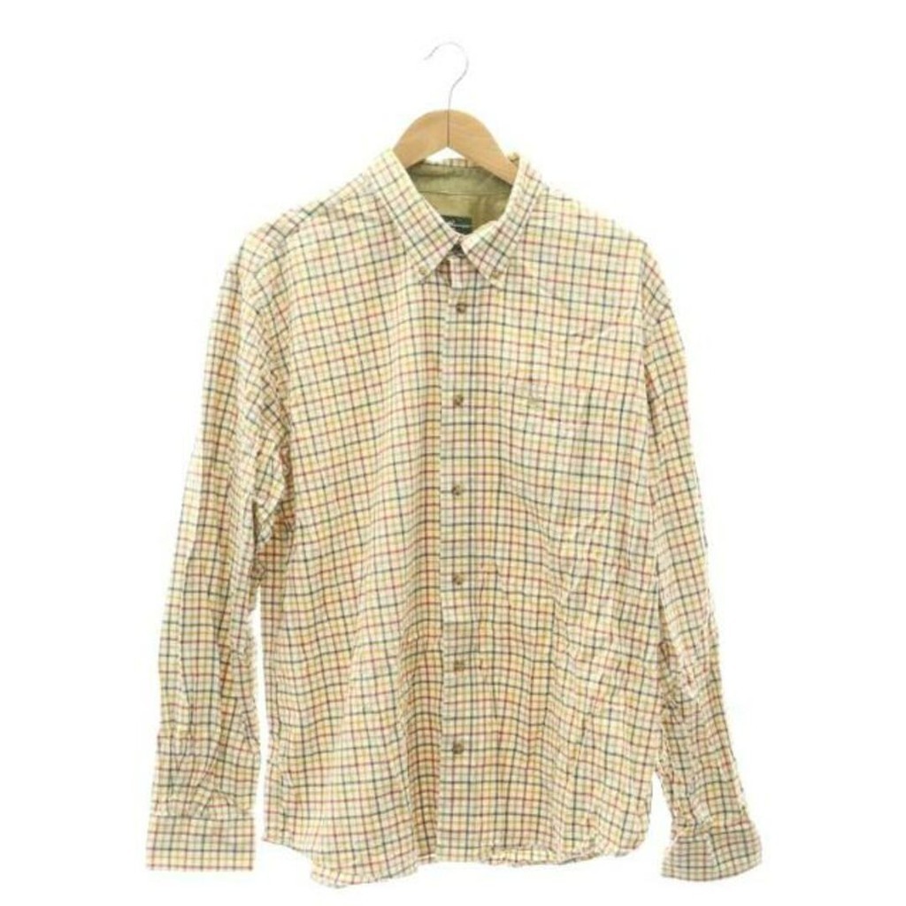 Eddie Bauer Plaid BD Shirt Casual Long Sleeve XL White Direct from Japan Secondhand