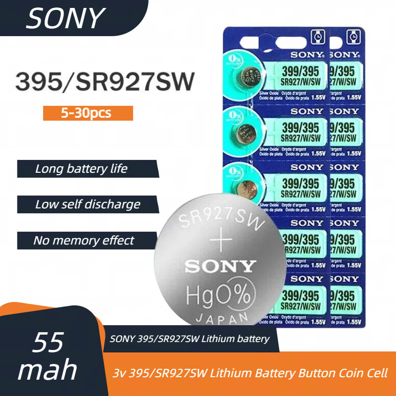 5ก้อน ปุ่มกดเหรียญออกไซด์ สีเงิน สําหรับนาฬิกา กุญแจรถยนต์ Sony 395 399 AG7 SR927SW SR927W SR927 LR9