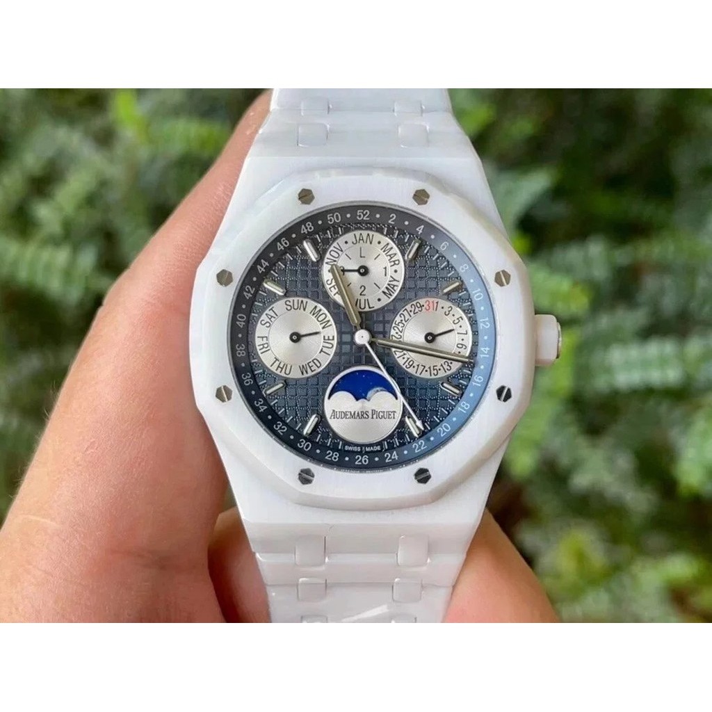 [ONLY] Aibi นาฬิกาข้อมือเซรามิก แบบบางพิเศษ มีปฏิทิน สีขาว ดํา สําหรับผู้ชาย 26579CB