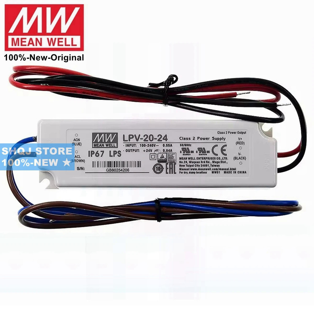 MEAN WELL 100%-ใหม่ LPV-20-24 LPV-20-12 LPV-20-5 LPV-20-15 LPV-20 20W 24V 12V 5V เอาต์พุตเดี่ยว Swit