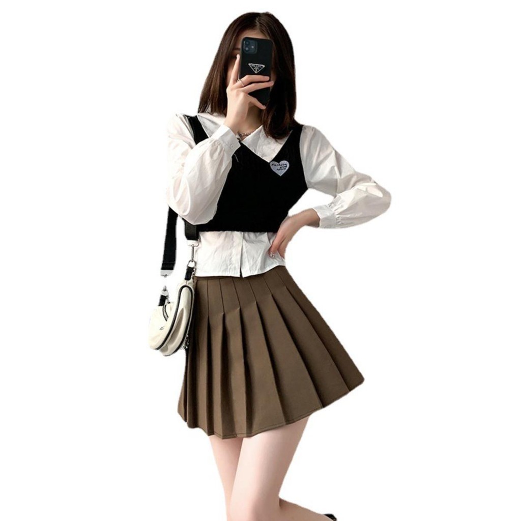คุณภาพสูง กระโปรงเทนนิส จีบทวิส มีซับใน เอวสูง กระโปรง JK Skirt กระโปรงสั้น  กีฬา  มินิ น่ารักๆ A06