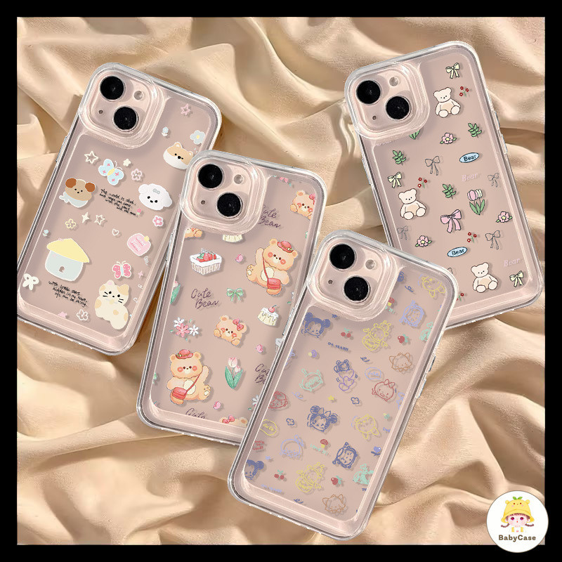 สัตว์น้อยแสนสนุกดาวทิวลิปดอกไม้เคส TPU ใสสำหรับ IPhone 7Plus 11 15 13 14 12 Pro Max 7 8 14 Plus XR X XS Max