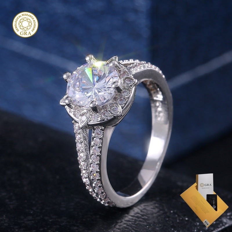 ( พร ้ อมใบรับรอง Gra) ขายร ้ อน Classic Retro Simple Inlaid Moissanite Ring