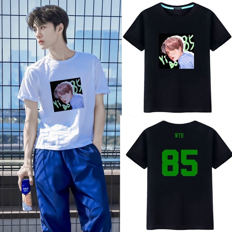2024 2022สุดยอดไฟ Wangyibo Yibo เสื้อยืดพิมพ์ลายแขนสั้น Wang Yibo หลวมชายหญิงขนาดใหญ่เข้าได้หลายชุดนักเรียนเสื้อเสื้อประ
