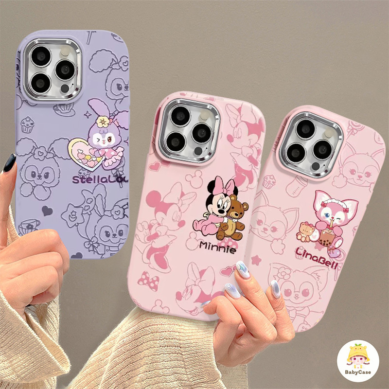 การ์ตูนน่ารัก LinaBell StellaLou Minnie เคสเลนส์โลหะสำหรับ iPhone 15 11 7Plus 13 14 12 Pro Max X XR XS Max 7 8 Plus
