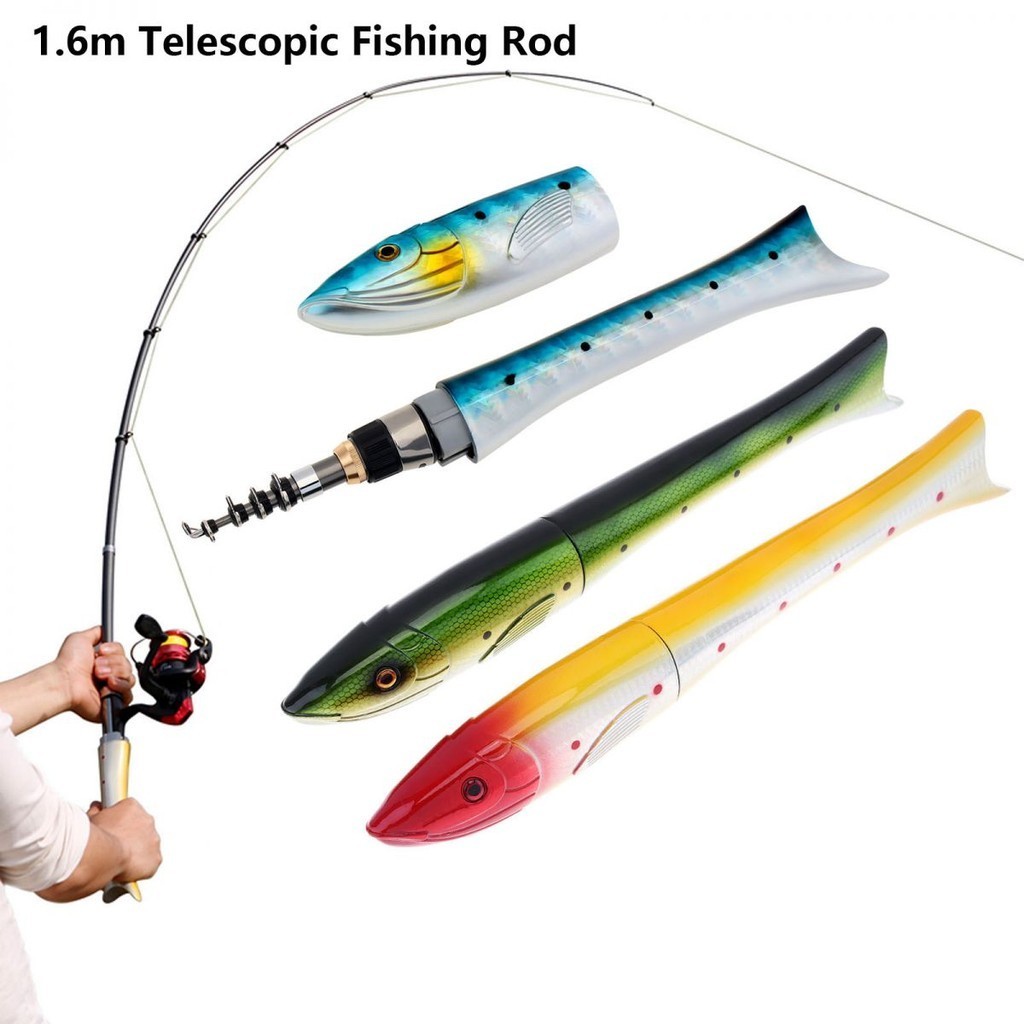 1.6m Telescopic Fishing Rod ปลารูปมินิกระเป ๋ าปากกาทะเลน ้ ําแข ็ งตกปลาเสา