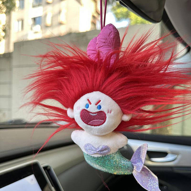 Beautiful Mermaid Plush Doll Automobile Hanging Ornament Car Rearview Mirror Decoration Handbag Pendant New Car Gift jYDW