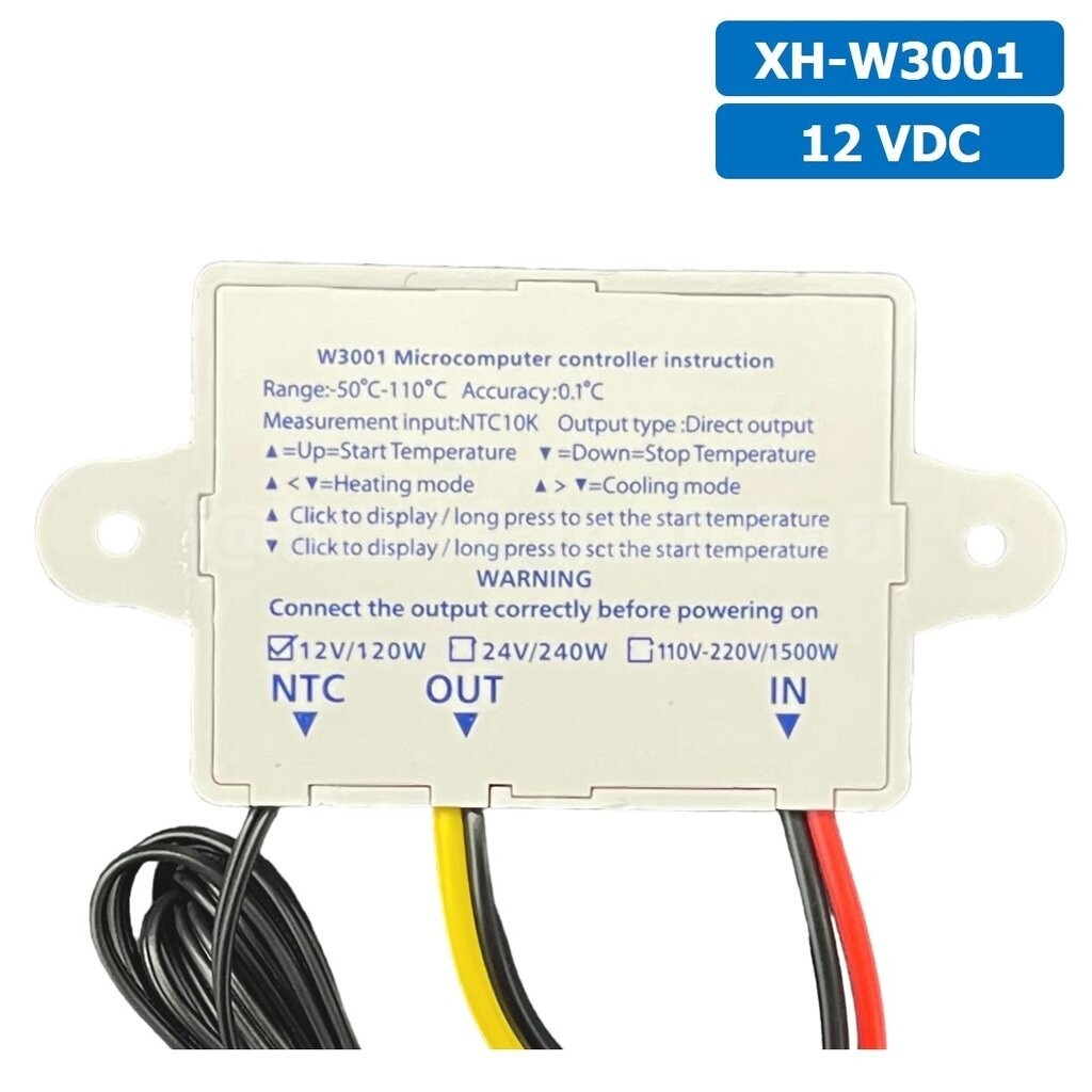XH-W3001 12VDC เครื่องควบคุมอุณหภูมิ Digital Temperature Controller Thermostat Switch Probe