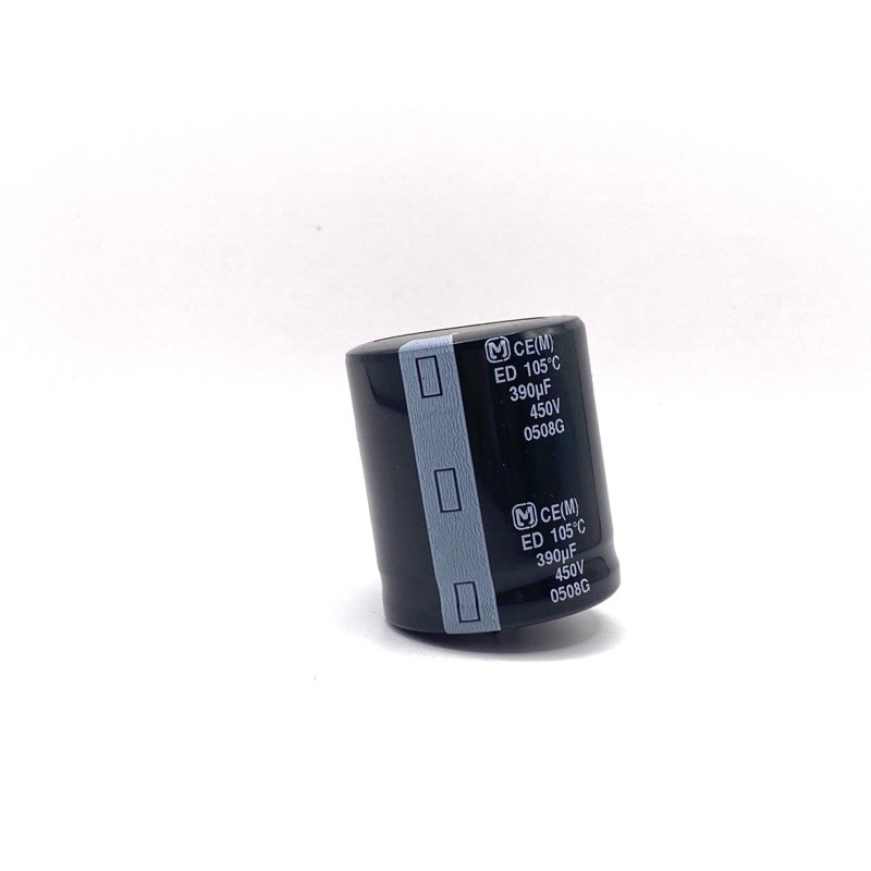 ตัวเก็บประจุ C คาปาซิเตอร์ 390UF 450V 105C capacitor สีดำ ขาเขี้ยว